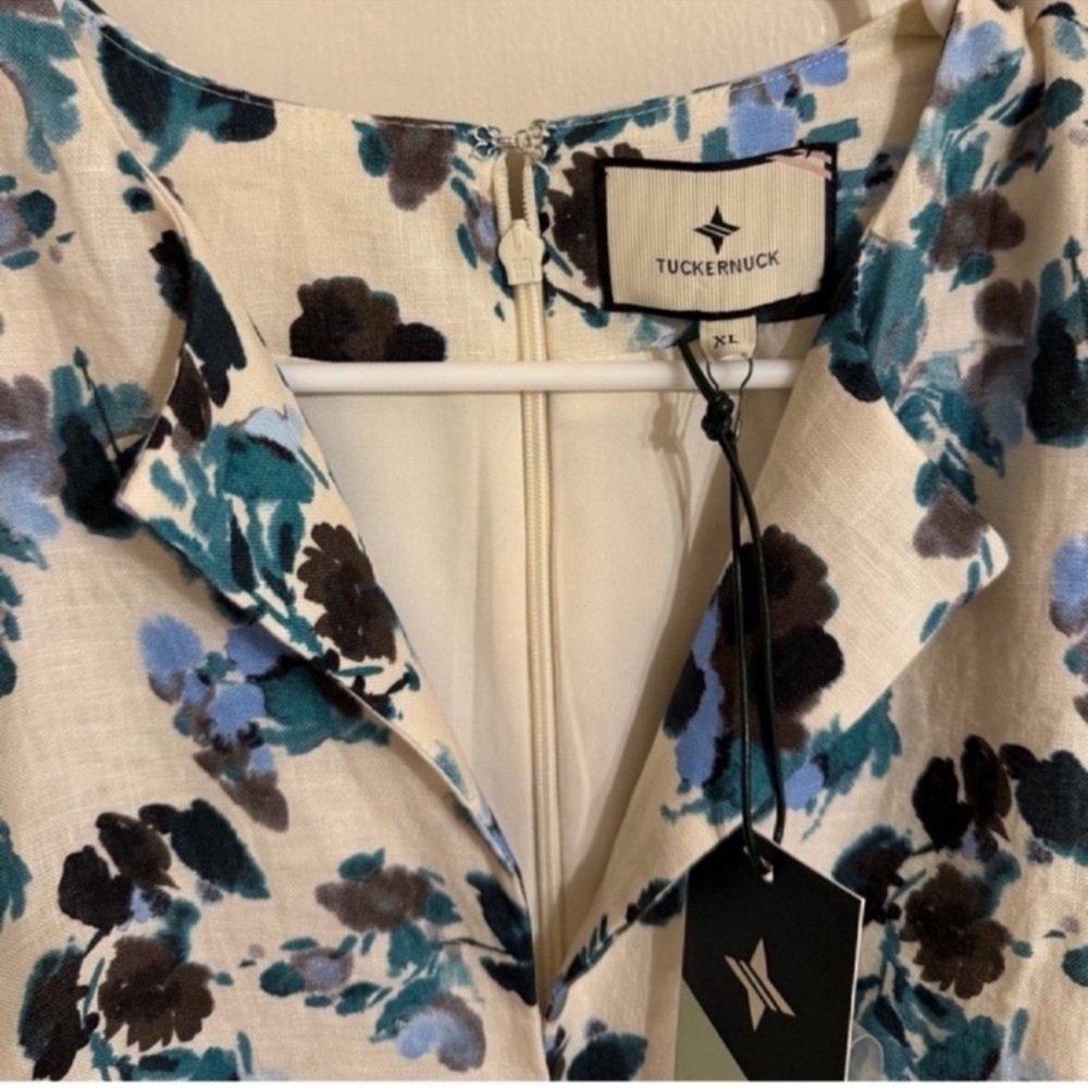 Tuckernuck White Maxi Dress with Teal & Black Floral Print - Picture 8 of 14